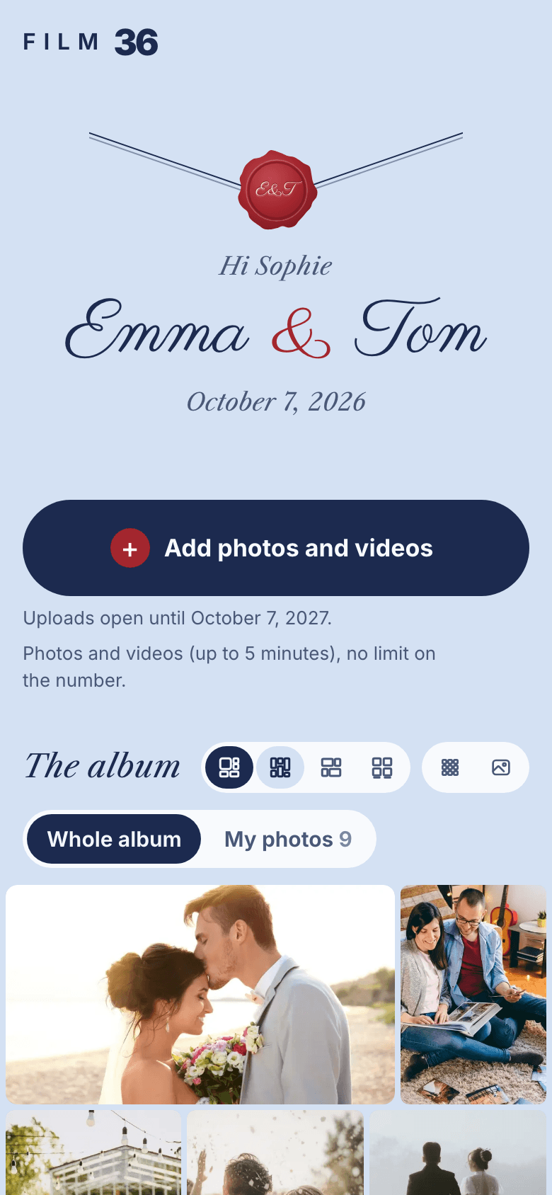 The guest page of the album in the Love Letter style