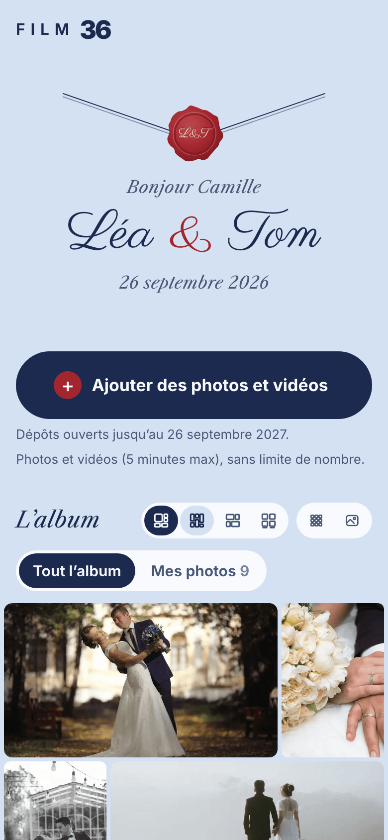 La page invité de l’album dans le style Billet doux
