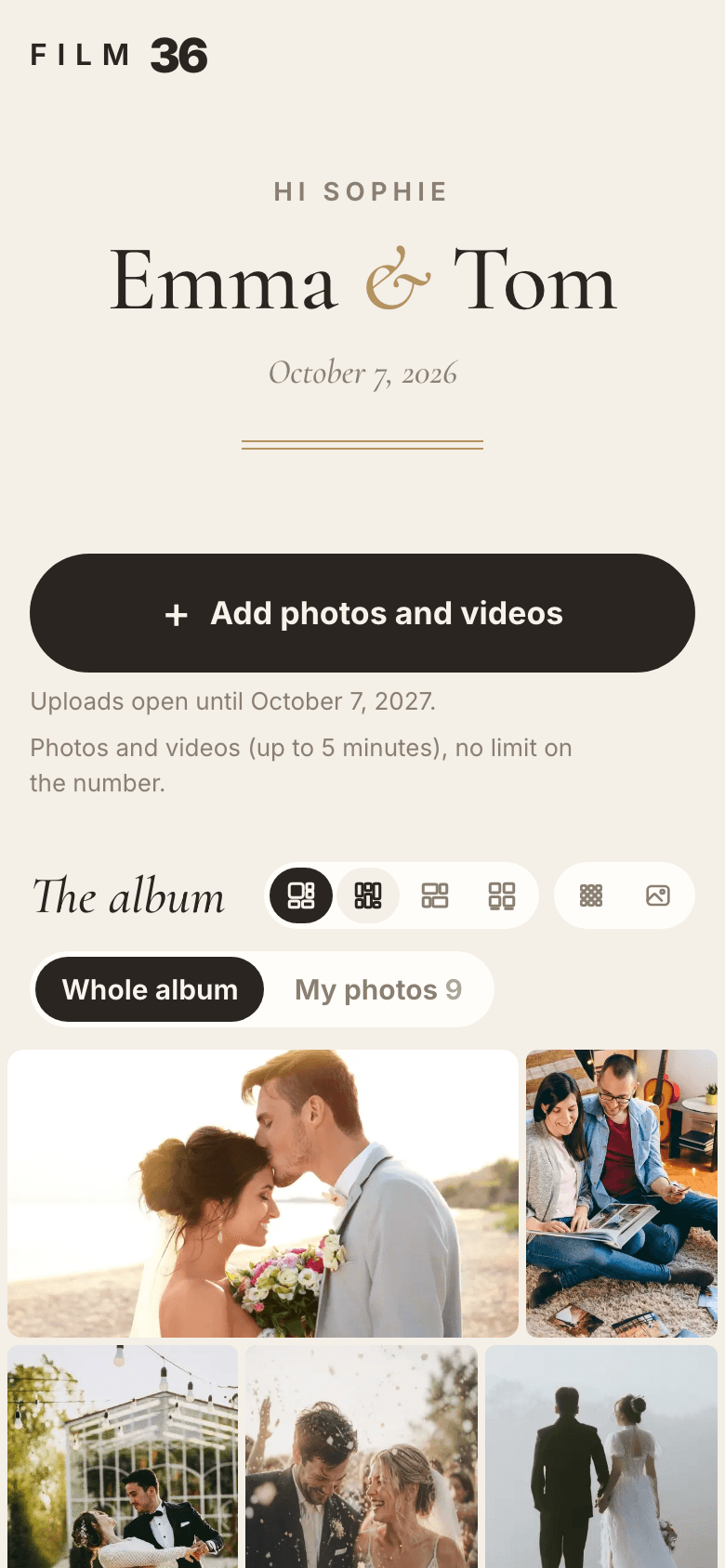 The guest page of the album in the Ivory style