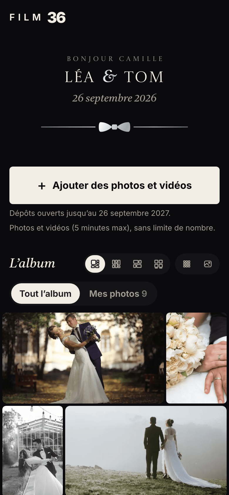 La page invité de l’album dans le style Smoking